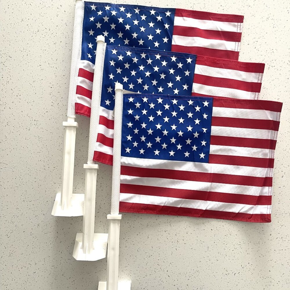 Three NEW Car US Flags